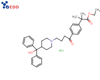 	Ethyl 4-{4-[4-(hydroxydiphenylmethyl)-1-piperidinyl]-1-oxobutyl}-alpha,alpha-dimethylbenzeneacetate hydrochloride
