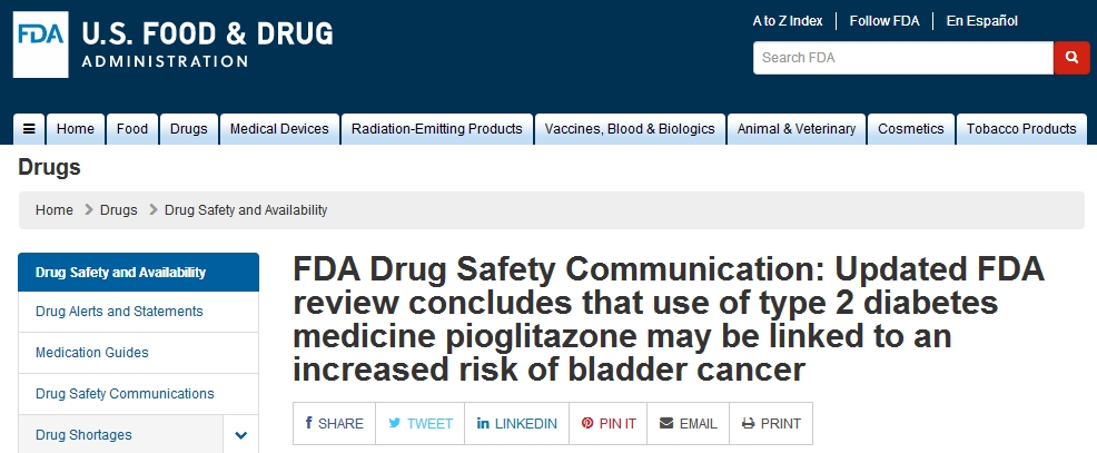 FDA Approved Label Updates for Hypoglycemic Agents Pioglitazone 