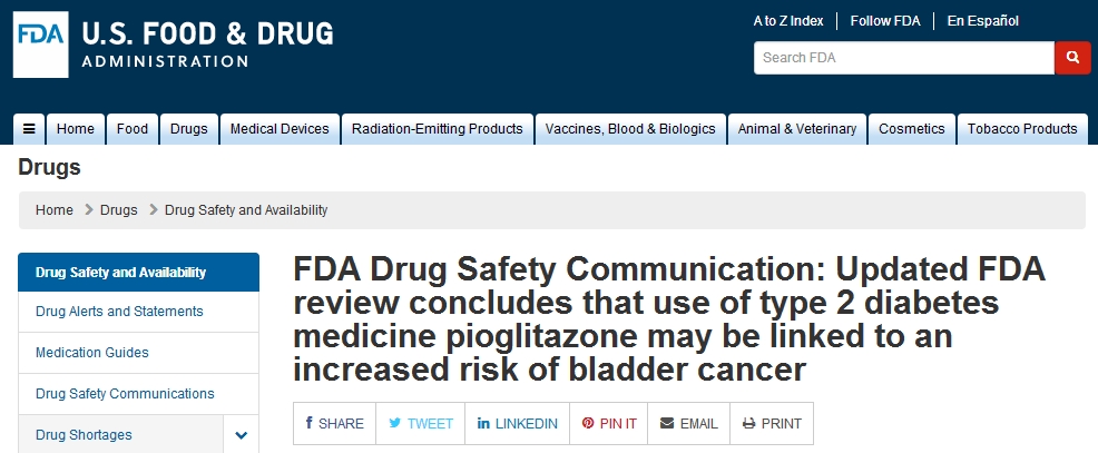 FDA Approved Label Updates for Hypoglycemic Agents Pioglitazone