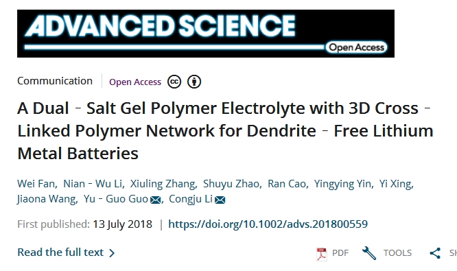 抑制锂枝晶新途径——凝胶聚合物电解质